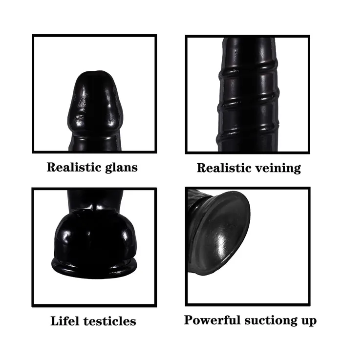 DY Female Sex Toys DY 1318 Giant Ribbed Realistic Dildo Black