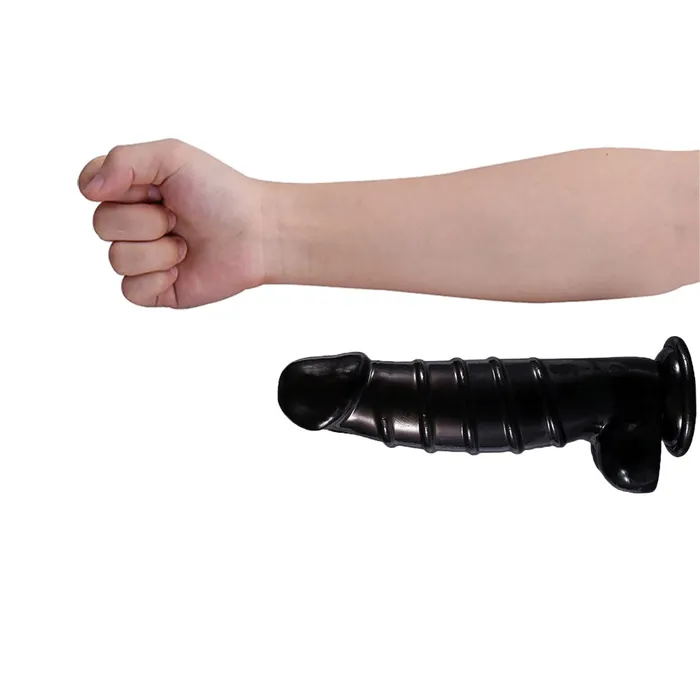 DY Female Sex Toys DY 1318 Giant Ribbed Realistic Dildo Black