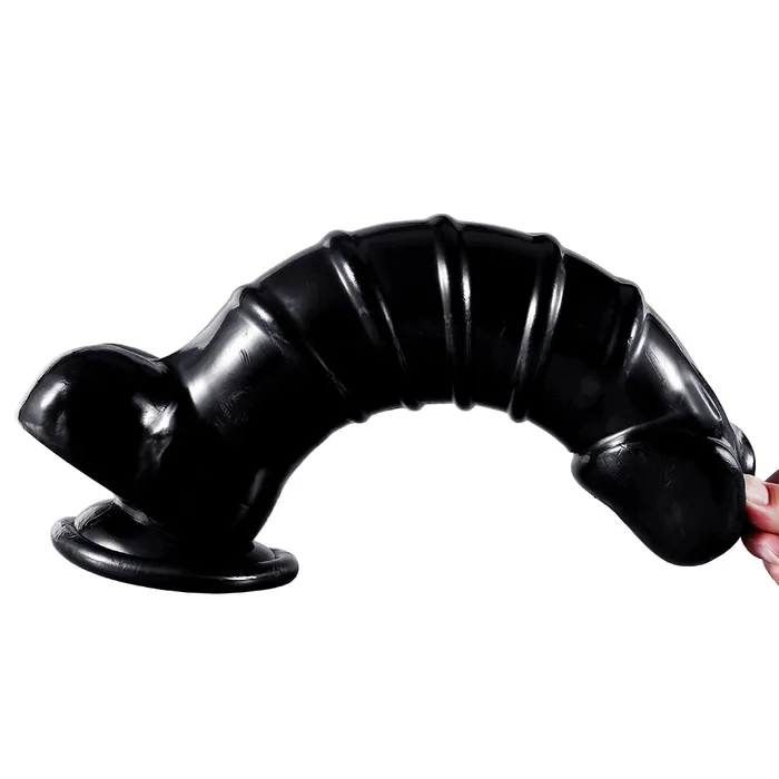 DY Female Sex Toys DY 1318 Giant Ribbed Realistic Dildo Black