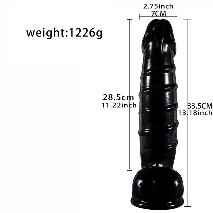 DY Female Sex Toys DY 1318 Giant Ribbed Realistic Dildo Black