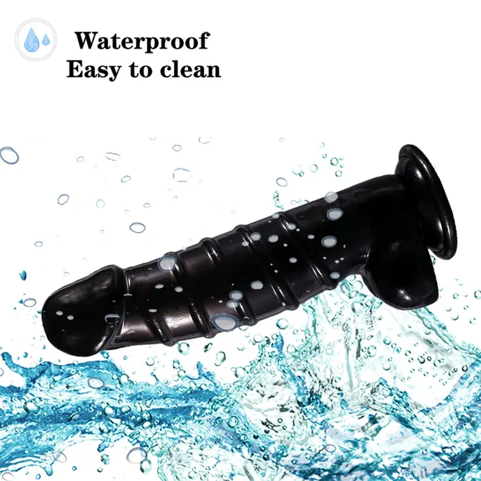 DY Female Sex Toys DY 1318 Giant Ribbed Realistic Dildo Black