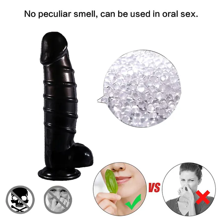 DY Female Sex Toys DY 1318 Giant Ribbed Realistic Dildo Black