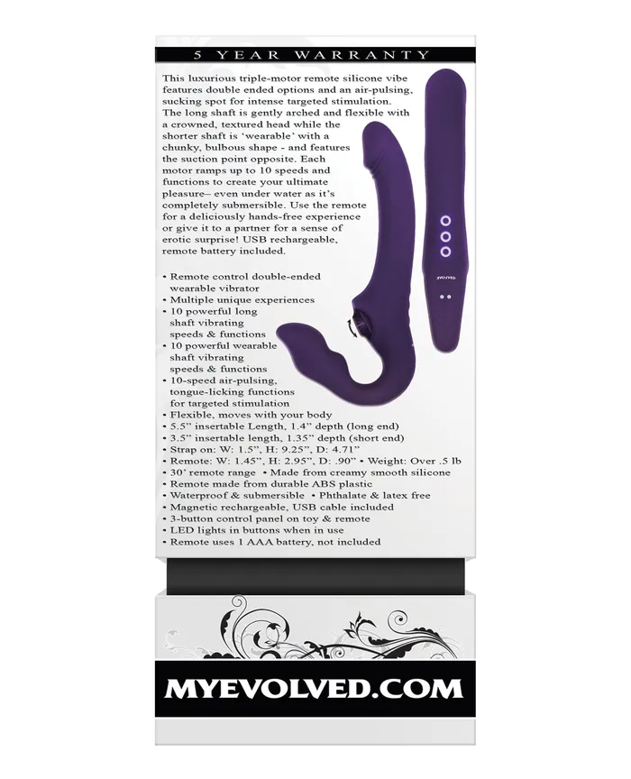 Evolved 2 Become 1 Strapless Strap On Purple Evolved Novelties INC Vibrators