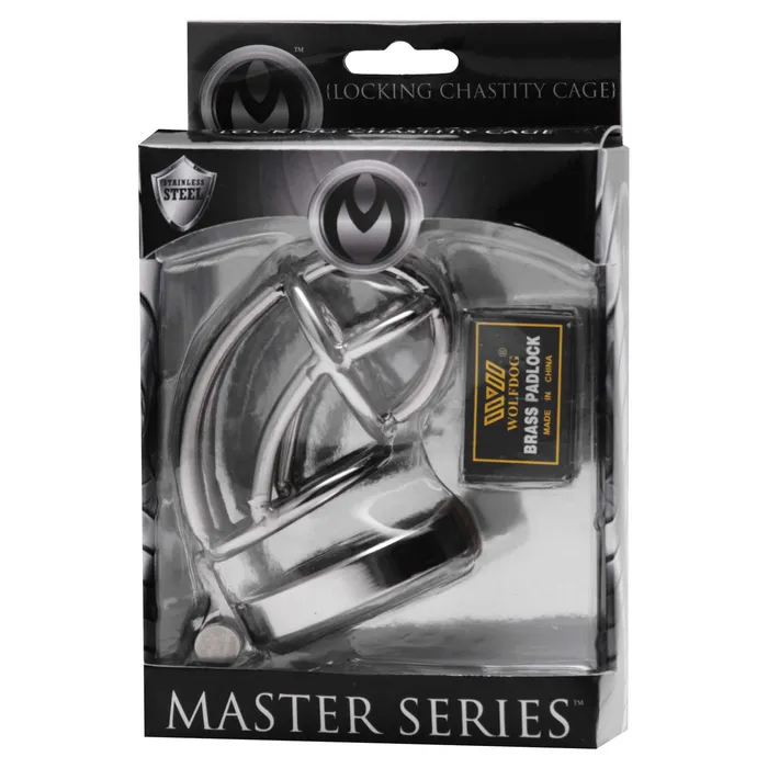Master Series Captus Locking Chastity Cage Silver iloveexcitement Male Sex Toys