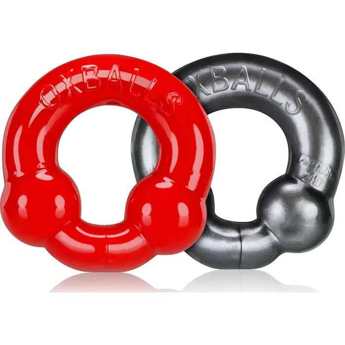 OxBalls OxBalls Ultraballs Cockring 2pack Steel and Red Male Sex Toys