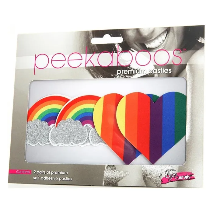 Peekaboo Pasties Vibrators Pride Glitter Rainbows and Hearts Pasties
